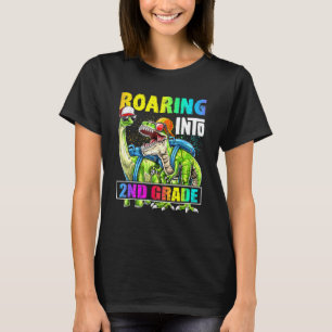 Roaring 2nd Grade Dinosaur Backpack Back To School T-Shirt