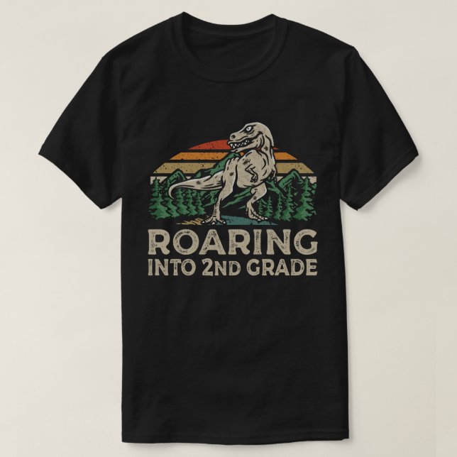 Roaring 2nd Grade Dinosaur T Rex Back To School  T-Shirt (Design Front)