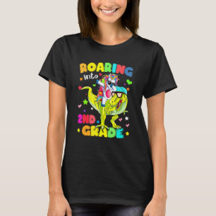 Roaring 2nd Grade Unicorn Riding Dinosaur Back to T-Shirt