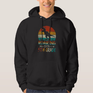 Roaring 5th Grade Dinosaur Rex Back To School Vint Hoodie