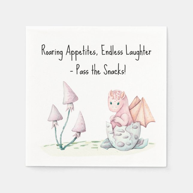 Roaring Appetites, Endless Laughter Dragon Baby  Napkin (Front)