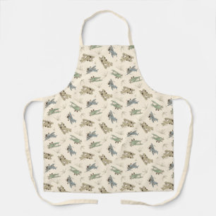 Roaring Art Deco Bi-planes - blue green pattern.   Apron