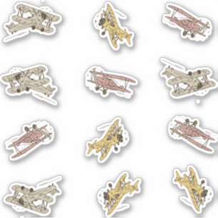 Roaring Art Deco Bi-planes - red yellow custom cut