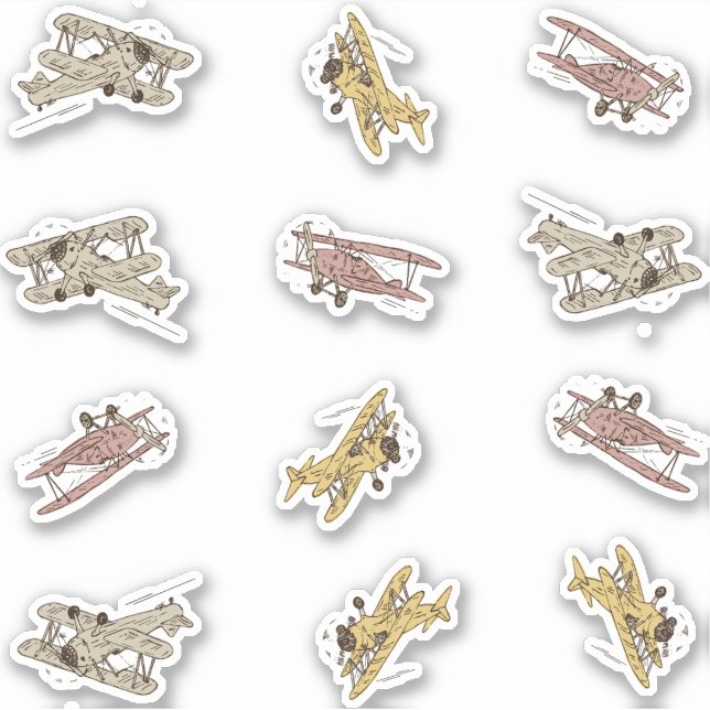 Roaring Art Deco Bi-planes - red yellow custom cut (Front)