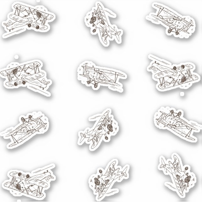 Roaring Art Deco Bi-planes - sketched custom cut (Front)