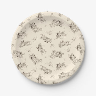Roaring Art Deco Bi-planes - sketched pattern. Paper Plate