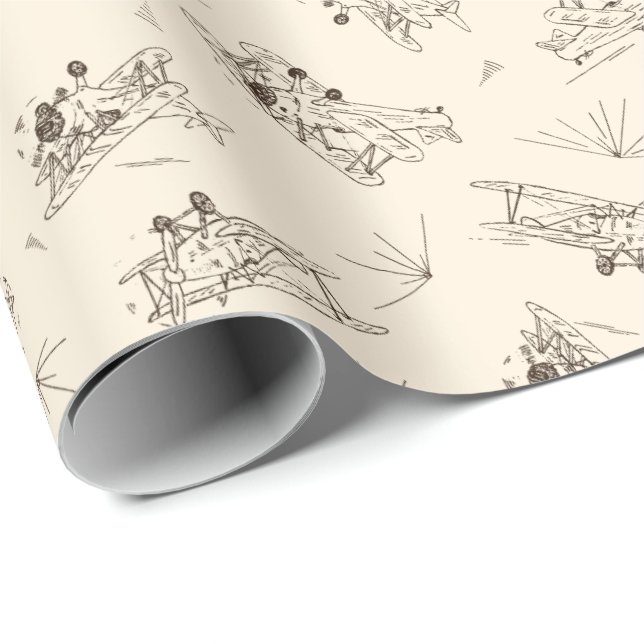 Roaring Art Deco Bi-planes - sketched pattern.   Wrapping Paper (Roll Corner)