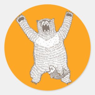 Roaring Bear (Ink) Classic Round Sticker