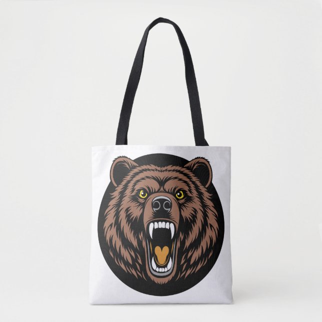 Roaring Bear Power Emblem Tote Bag (Front)