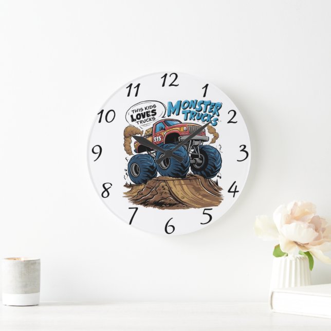Roaring Beast Rampaging Through Earth Large Clock (Home)