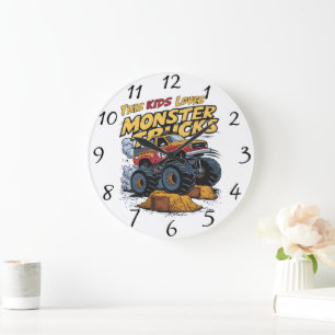 Roaring Behemoth Rides the Dirt Large Clock