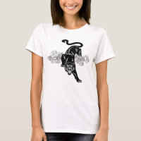 Roaring black panther and blooming roses T-Shirt