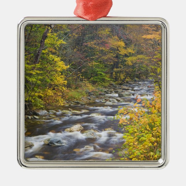 Roaring Brook in fall in Vermont's Green 2 Metal Tree Decoration (Front)