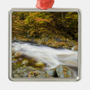 Roaring Brook in fall in Vermont's Green Metal Ornament