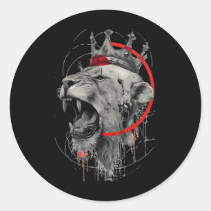 Roaring Crowned Lion Trash Polka Sticker
