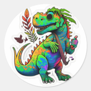Roaring Dino: Fun Dinosaur Sticker Design”