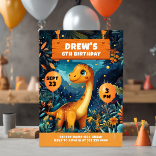 Roaring Dino Jungle Birthday Adventure Invitation