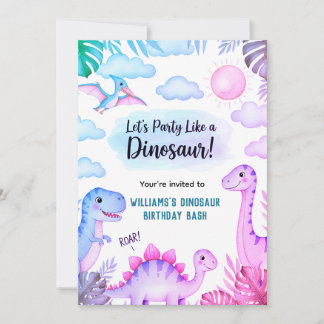 Roaring Dinosaur Birthday Invitation