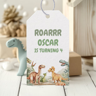 Roaring Dinosaur Birthday Party Gift Tags