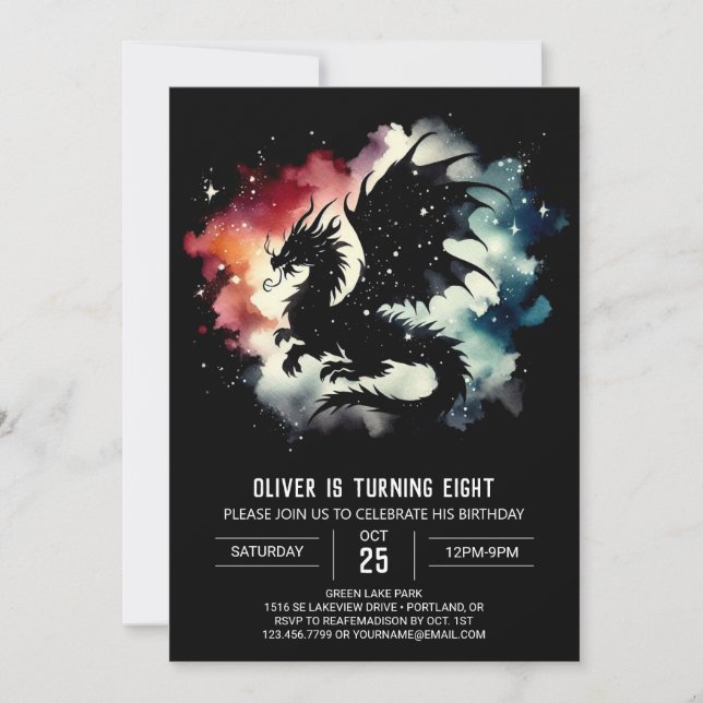 Roaring Dragon Birthday Celebration Invitation (Front)