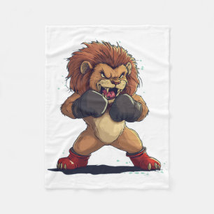 Roaring Fighter Look With This Lion In Boxing Glov Fleece Blanket