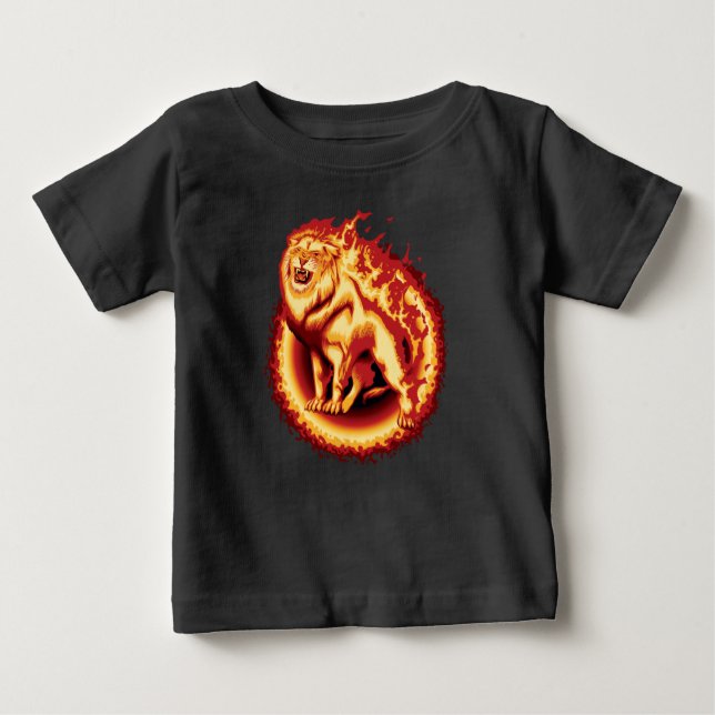 Roaring Fire Lion Baby T-Shirt (Front)