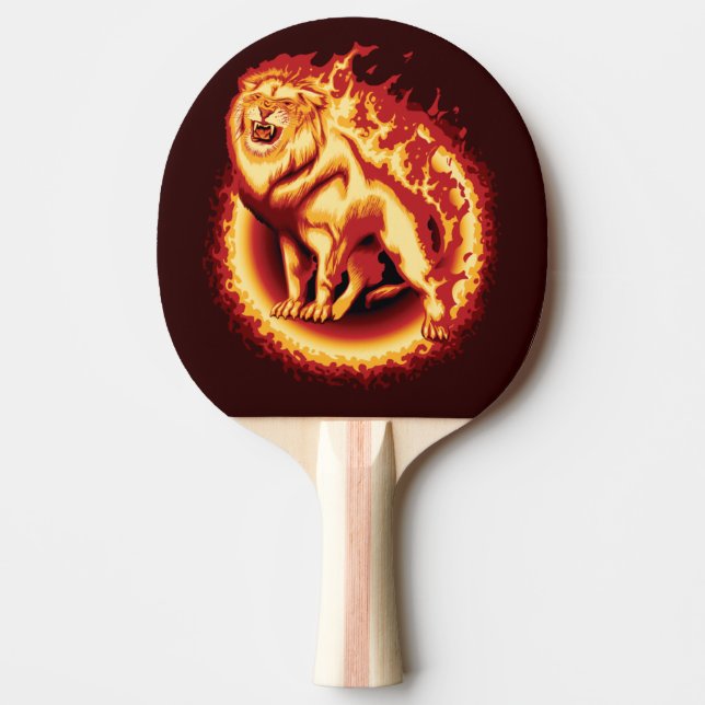 Roaring Fire Lion Ping Pong Paddle (Front)