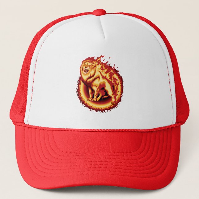 Roaring Fire Lion Trucker Hat (Front)
