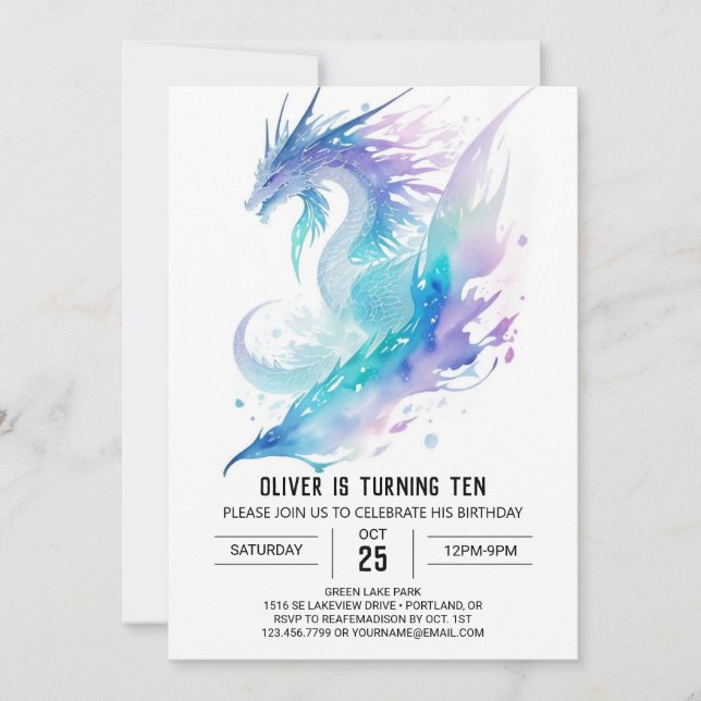 Roaring Fun Dragon Adventure Birthday Invitation (Front)