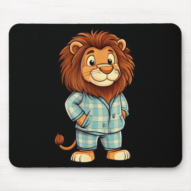 Roaring Giggles_ Lion In Pajama Costume For Sleepy Mouse Pad (Front)