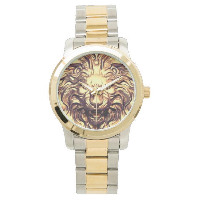 Roaring Gold Lion Head eWatch Watch (Front)