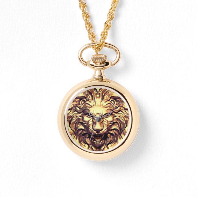 Roaring Gold Lion Head eWatch Watch (Front)
