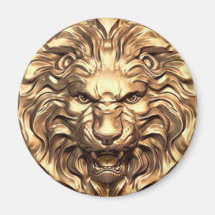 Roaring gold lion head magnet