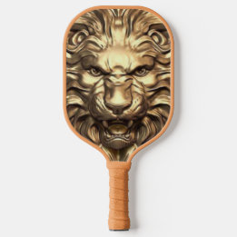 Roaring Gold Lion Head. Personalise   Pickleball Paddle