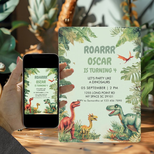  Roaring Good Time Dino Party Invite (Creator Uploaded)