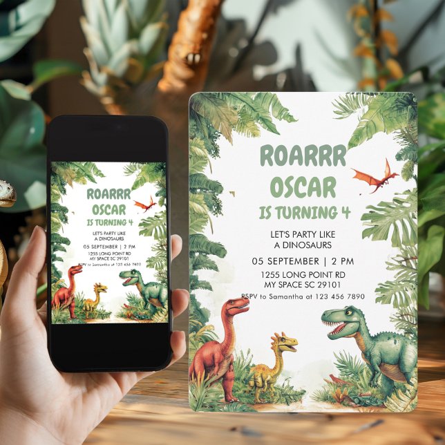  Roaring Good Time Dino Party Invite (Creator Uploaded)