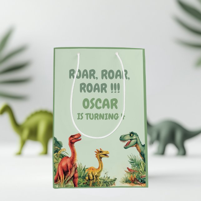 Roaring Good Time Dinosaur Party Gift Medium Gift Bag (Creator Uploaded)