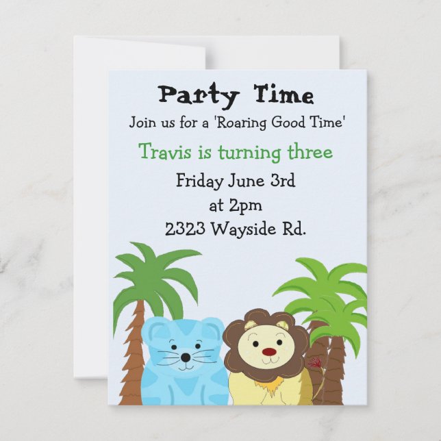 Roaring Good Time Party Invitation (Front)