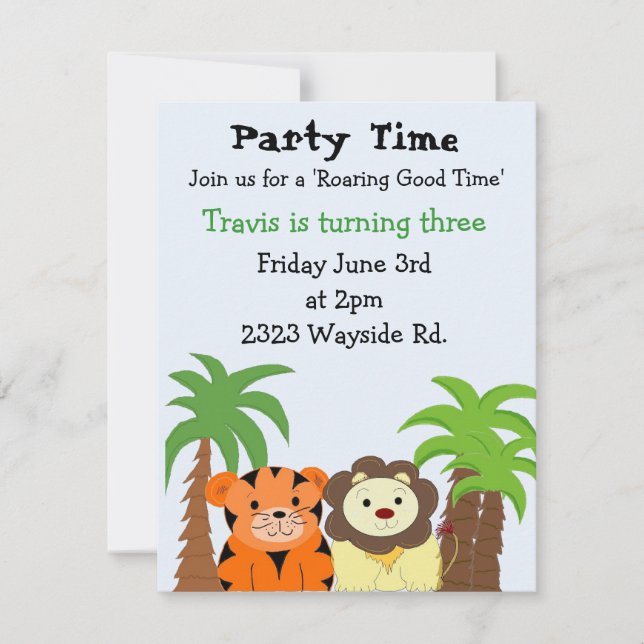 Roaring Good Time Party Invitation (Front)
