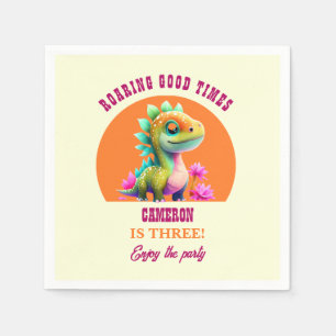 Roaring Good Times Dinosaur Any Age Birthday Party Napkin