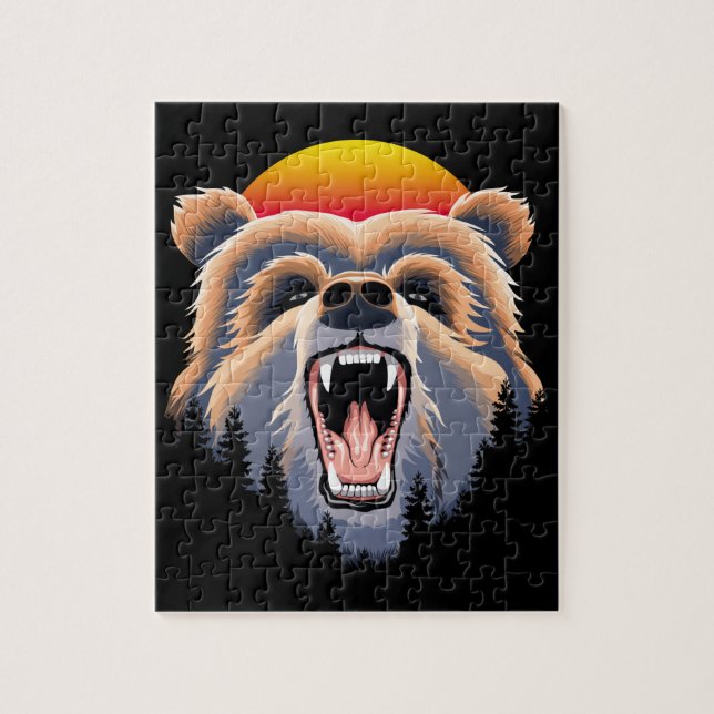 Roaring Grizzly Bear Face Jigsaw Puzzle (Vertical)