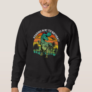 Roaring In My 7th Birthday Retro Rex Dinosaur 7 Ye Sweatshirt