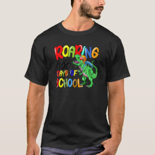 Roaring Into 100 Days Of School Dinasour Kid Happy T-Shirt