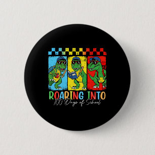 Roaring Into 100 Days Of School Dinosaur Teacher B 6 Cm Round Badge