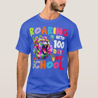 Roaring Into 100 Days Of School Lion Animal Lover T-Shirt