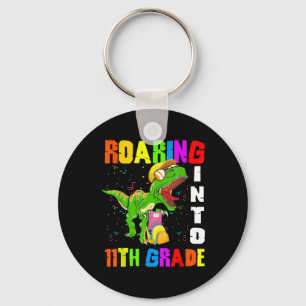 Roaring Into 11th Grade Dinosaur T-rex Back To Sch Key Ring