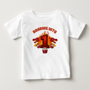   Roaring Into 1 Dragon Birthday  T-Shirt