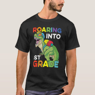 Roaring Into 1st Grade Back To School Dinosaur Kid T-Shirt