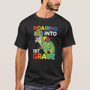 Roaring Into 1st Grade Back To School Dinosaur Kid T-Shirt