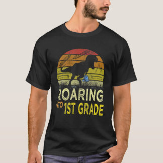 Roaring Into 1St Grade Funny Dinosaur Back To Scho T-Shirt